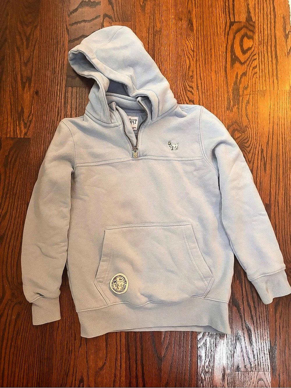 GOAT USA Kids' OG 1/4 Zip Hooded Sweatshirt Blue in Youth Medium